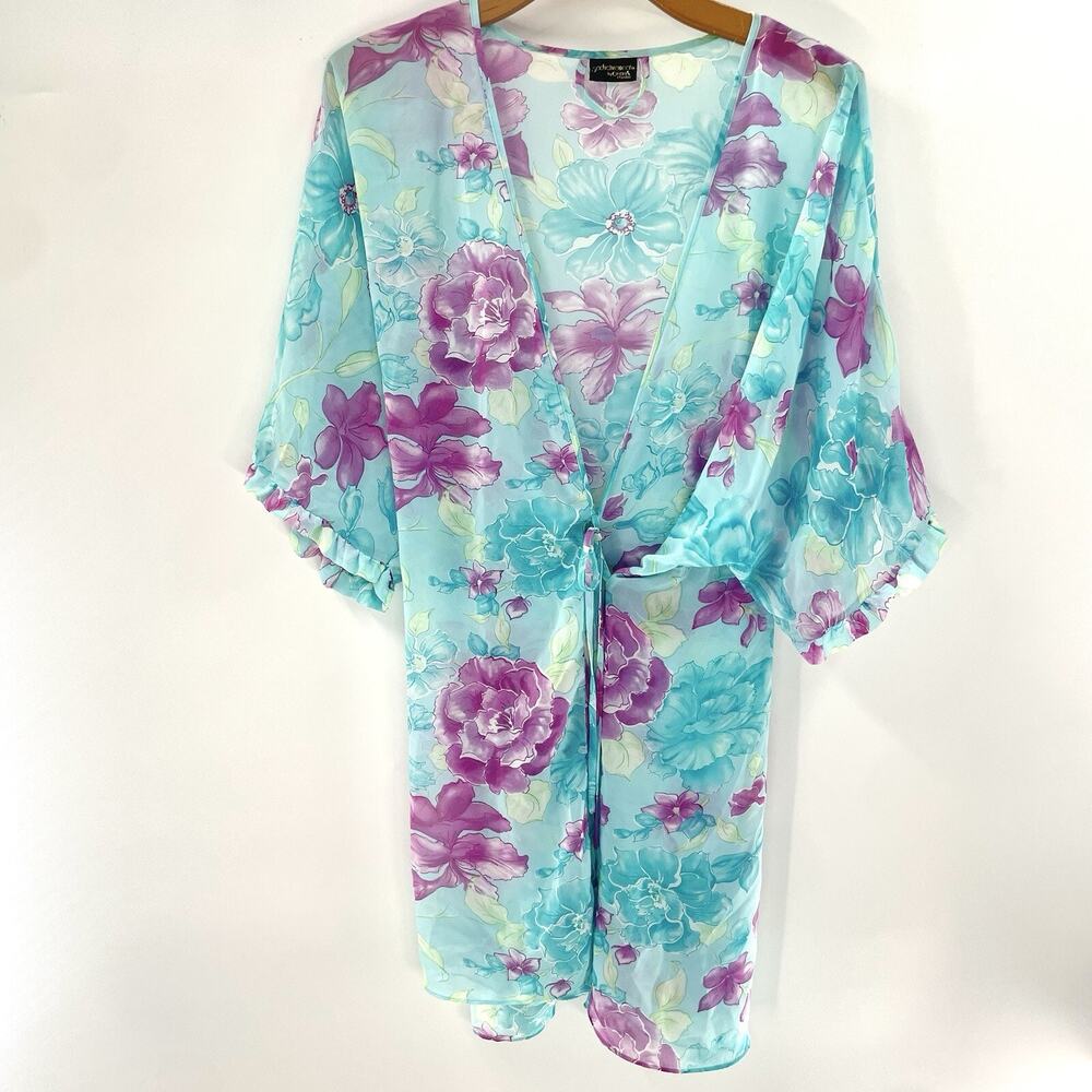 Cinema Etoile Robe Women's One Size Seductive Wear Satin Sheer Ruffle